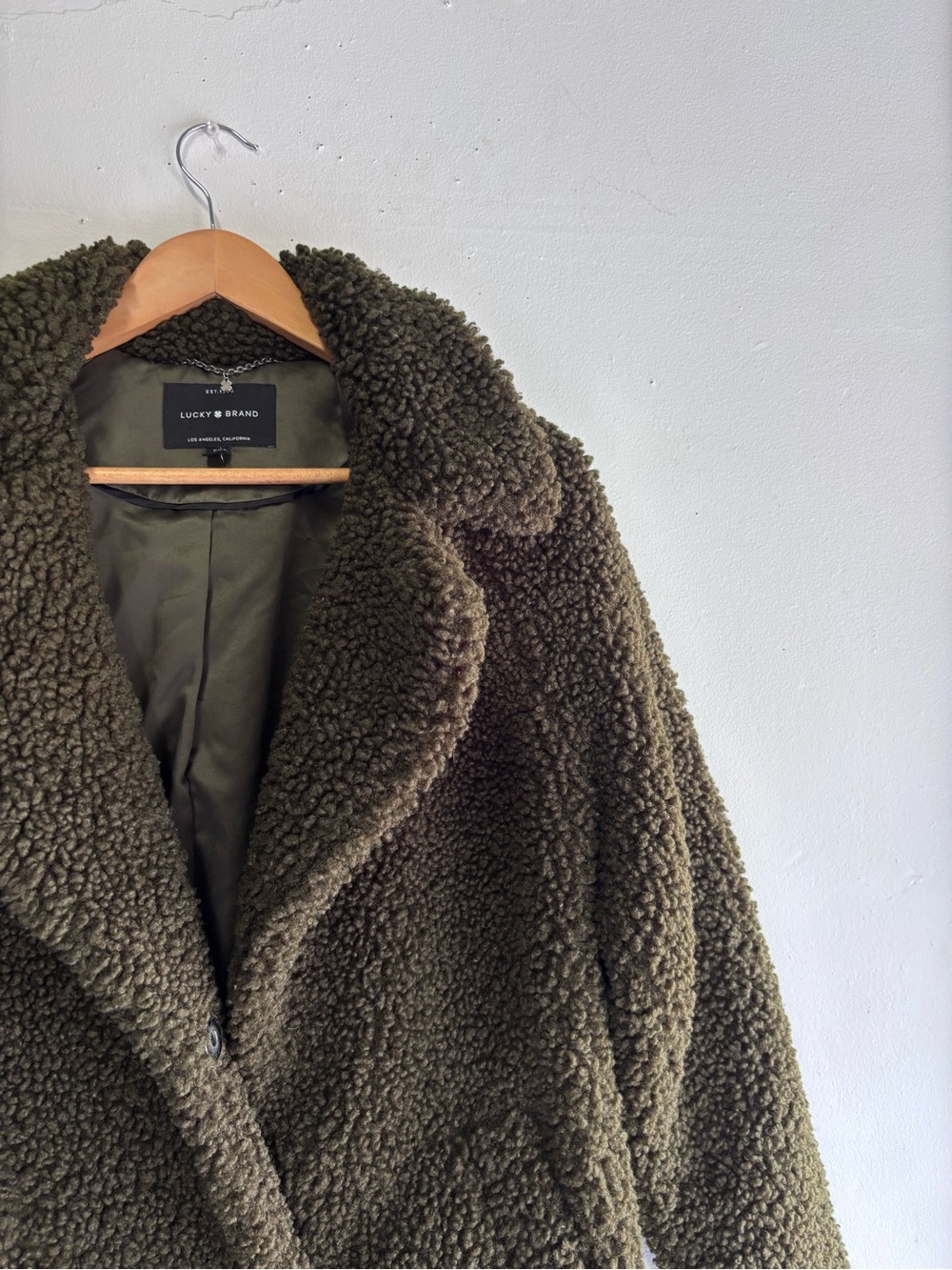 Lucky Brand Olive Teddy Sherpa Jacket